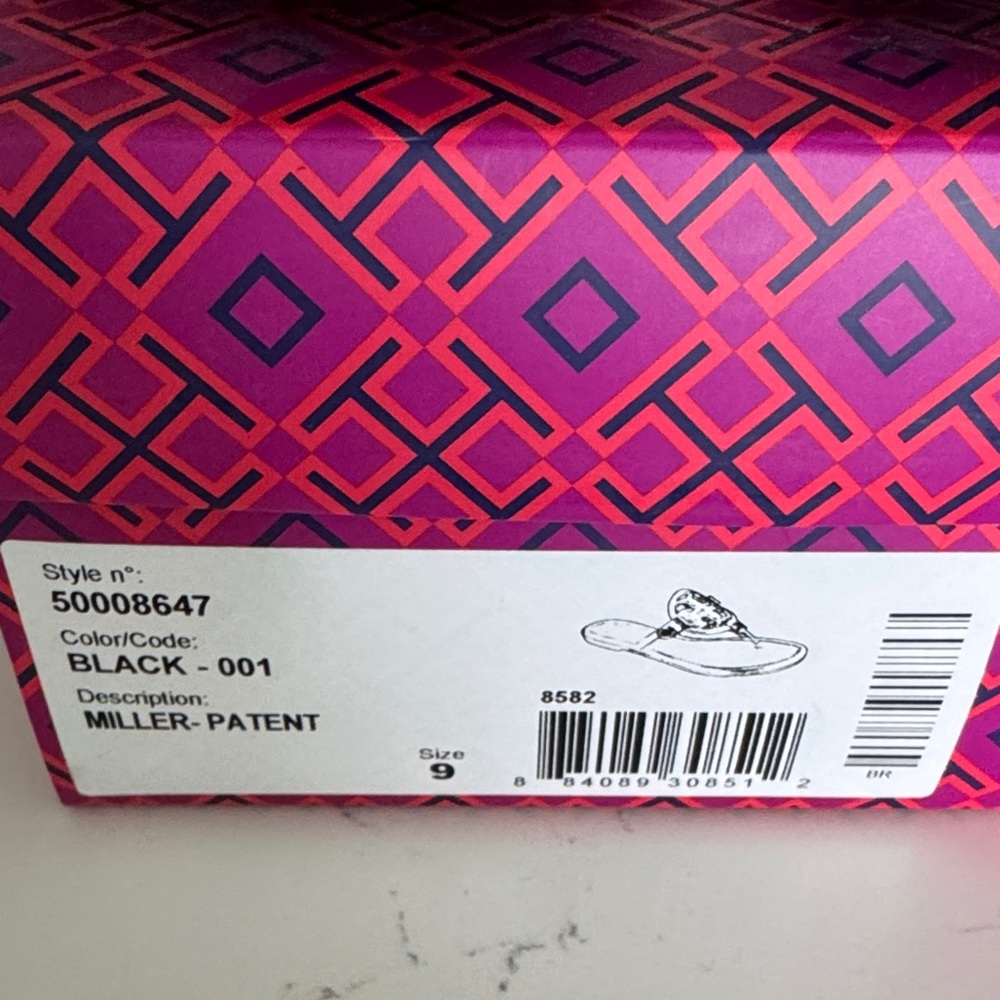 Tory Burch Miller Black Patent sandals 9 - Picture 2 of 5